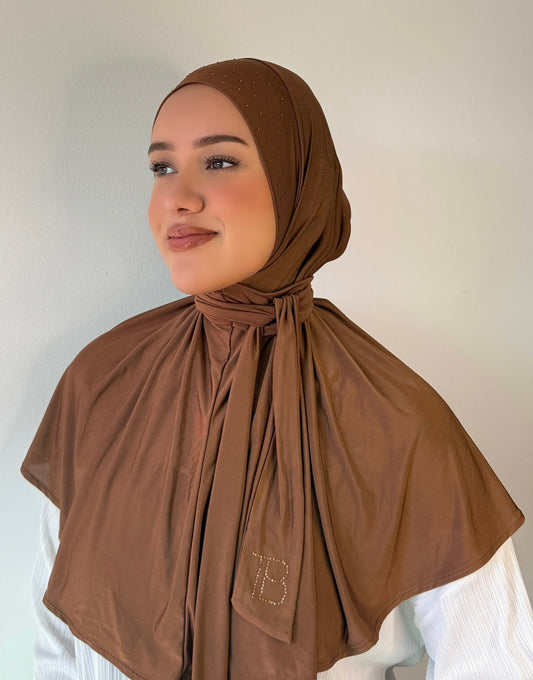 Instant Hijab Strass Warm Brown