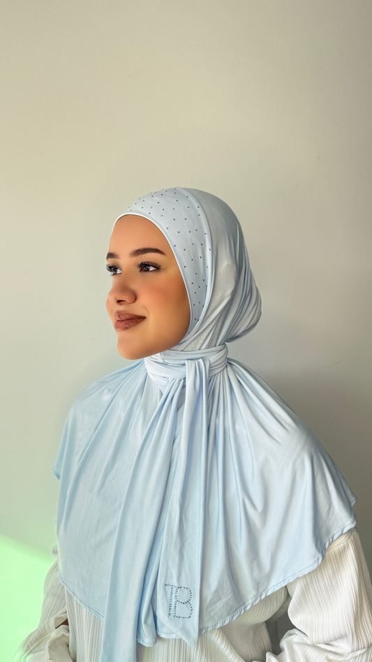 Instant Hijab Strass Sky Blue