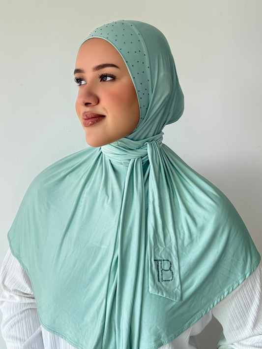 Instant Hijab Strass Mint