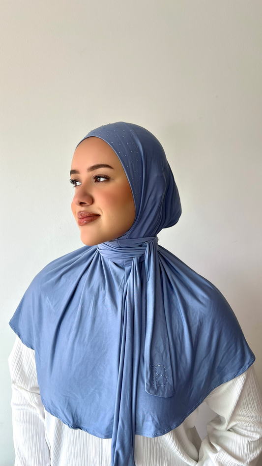 Instant Hijab Strass Blue Jeans